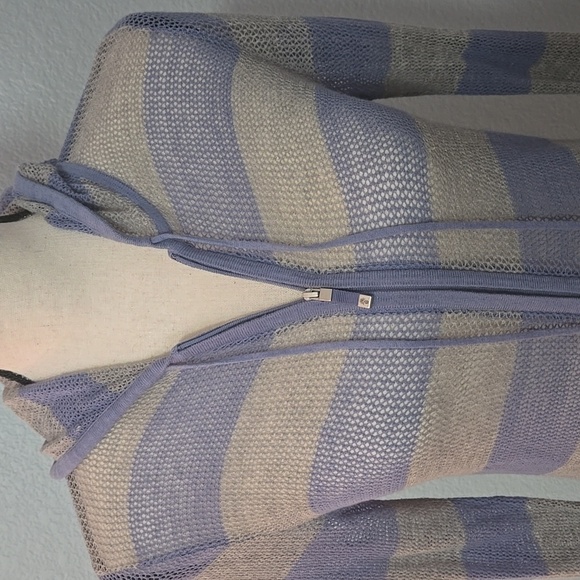 TOMMY BAHAMA Zippered Hoodie Cardigan Linen Blend Lightweight SZ Small Blue Gray - Picture 2 of 14